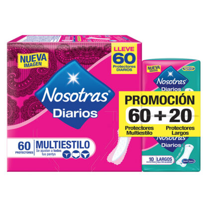 Protector Nosotras Diarios Multiestilo 60 Unidades + 20 Protectores 1