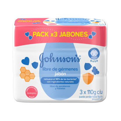 3 Jabón Johnson Baby Libre De Gérmenes 110 Gr Pack 1