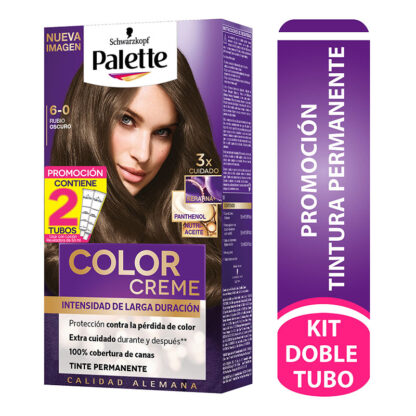 Palette Color Creme Kit 6-0 Rubio Oscuro Doble Tubo 1